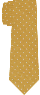 Off-White on Yellow Gold Print Dot Silk Tie MCDT-30